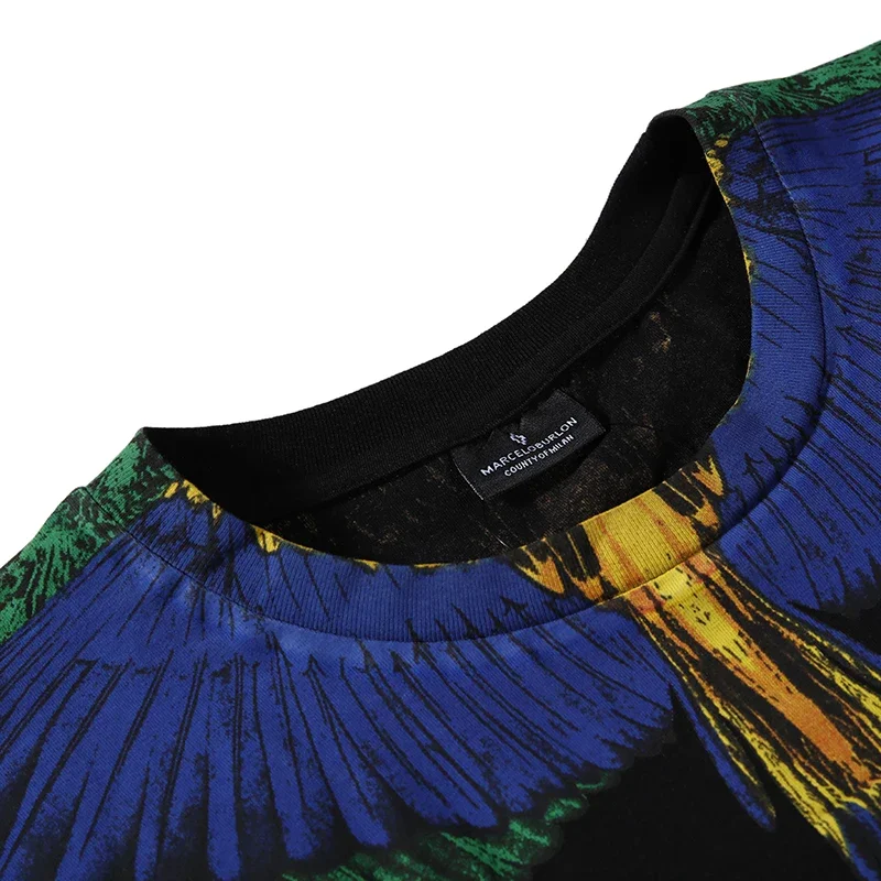 الأصلي الرجال النساء التجفيف السريع تي شيرت MARCELO BURLON MB العلامة التجارية أجنحة طباعة تي شيرت الرياضة عادية Y2K الشارع قصيرة الأكمام