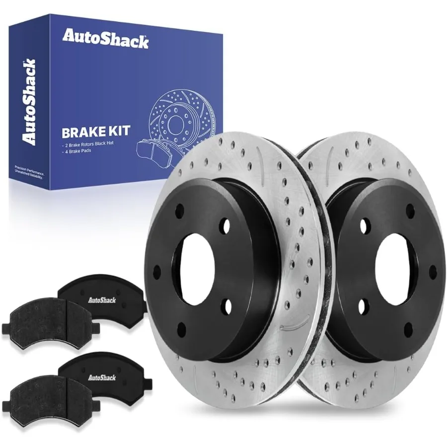 

Front Vented Drilled Slotted Brake Rotors E-Coated + Ceramic Brake Pads Replacement 12.28 for 2005-2012 Dodge Dakota 2006-2009