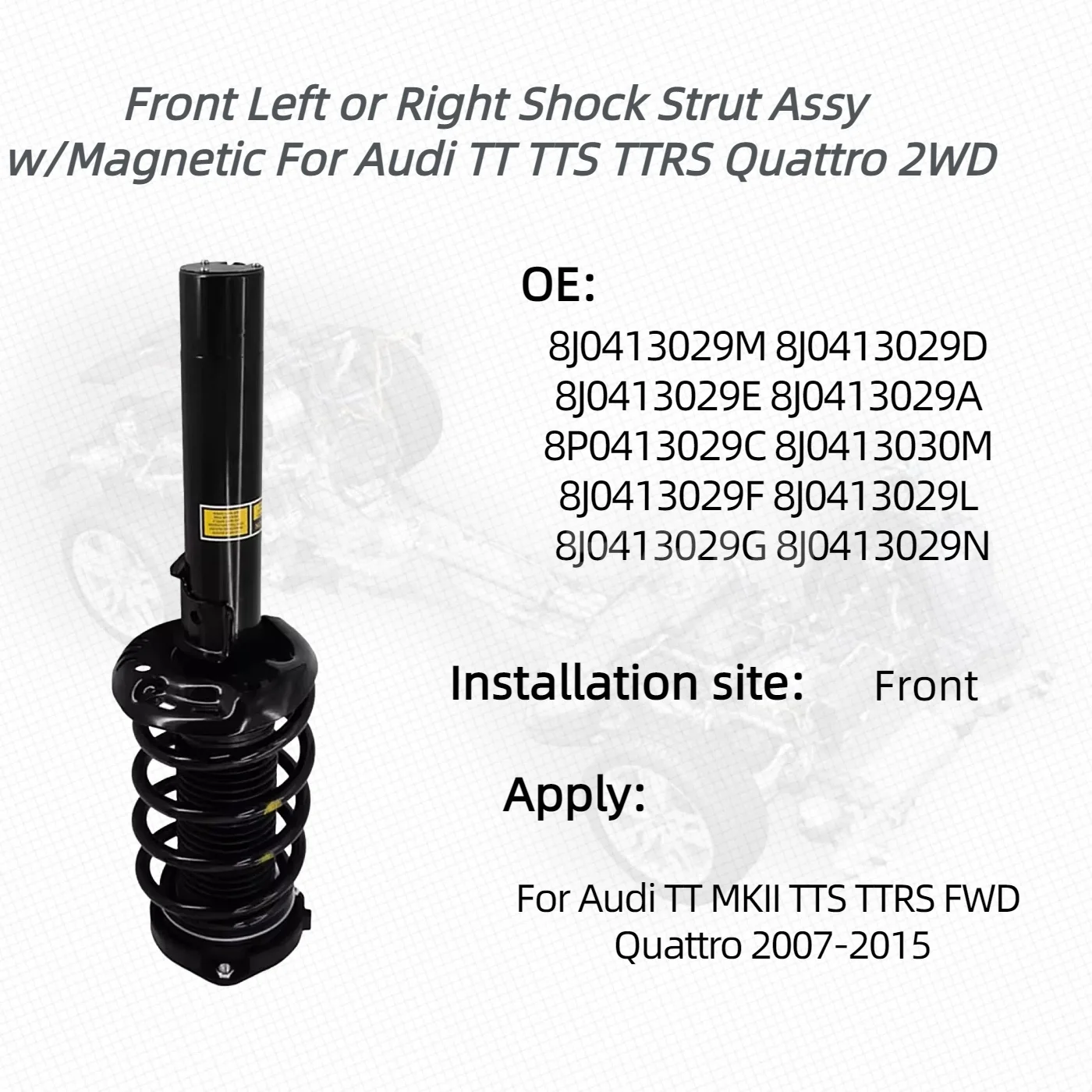 คู่สําหรับด้านหน้าซ้ายหรือขวา Shock Strut ASSY W/แม่เหล็กสําหรับ Audi TT TTS TTRS Quattro 2WD 8J 0413029 เอ็ม 8J 0413029 ดี 8J 0413029 อี