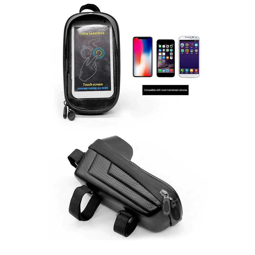 1L Bike Cell Phone Pouch Bike Front Tube Bag Waterproof Phone Mount Holder Bag Touch Screen Large Capacity Cycling Accessories