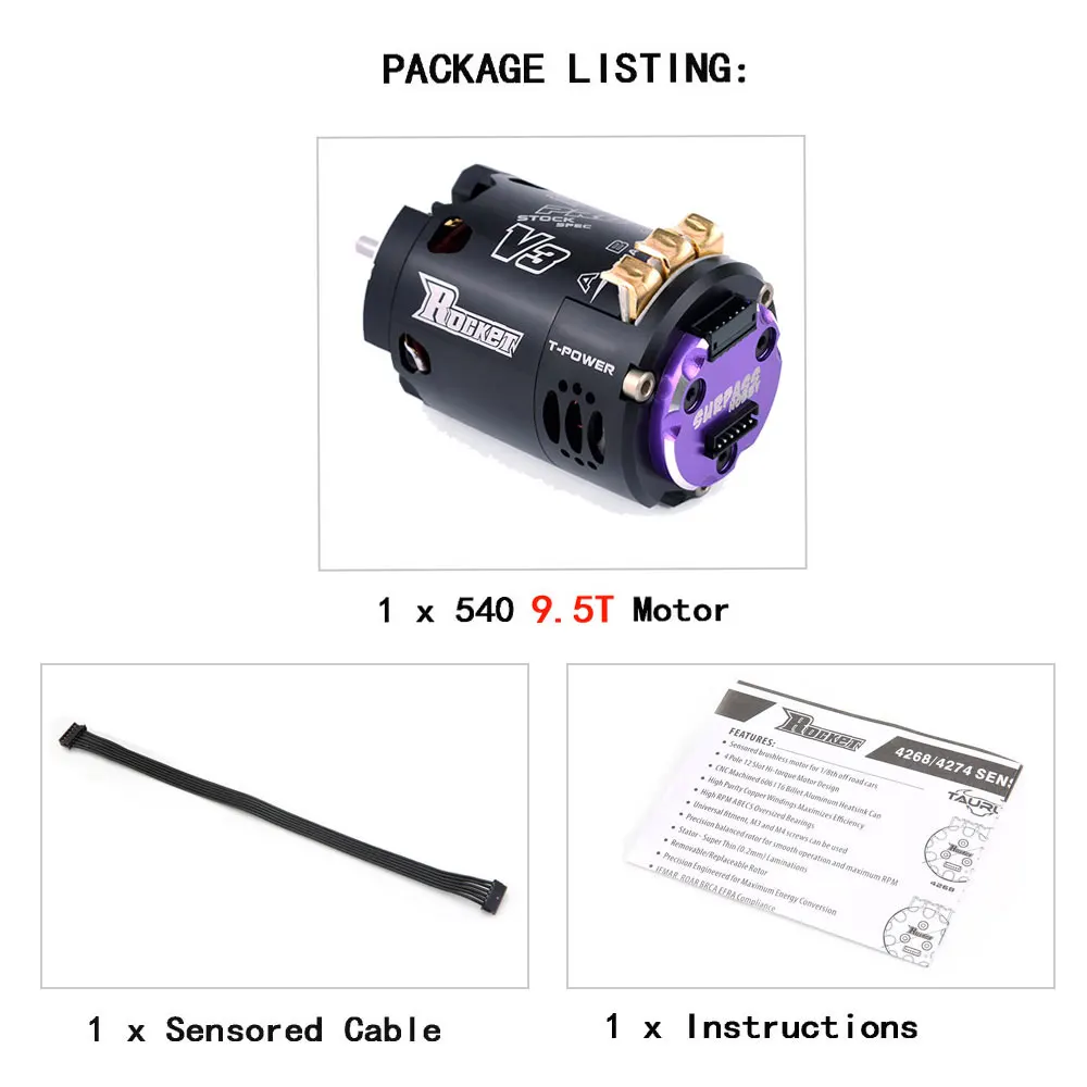 ROCKET RC 540 V3 5.5T 6.5T 8.5T 10.5T 13.5T 17.5T 21.5T Sensored Brushless Motor 3.175mm Shaft For 1/10 1/12 F1 RC Drift Car