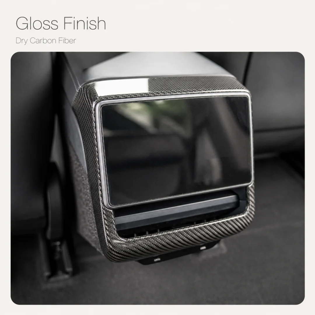 Genuine Dry Carbon Fiber Rear Display Frame Trim Cover for Model Y Juniper 2025+, Glossy Matte Carbon Fiber Interior Trim.