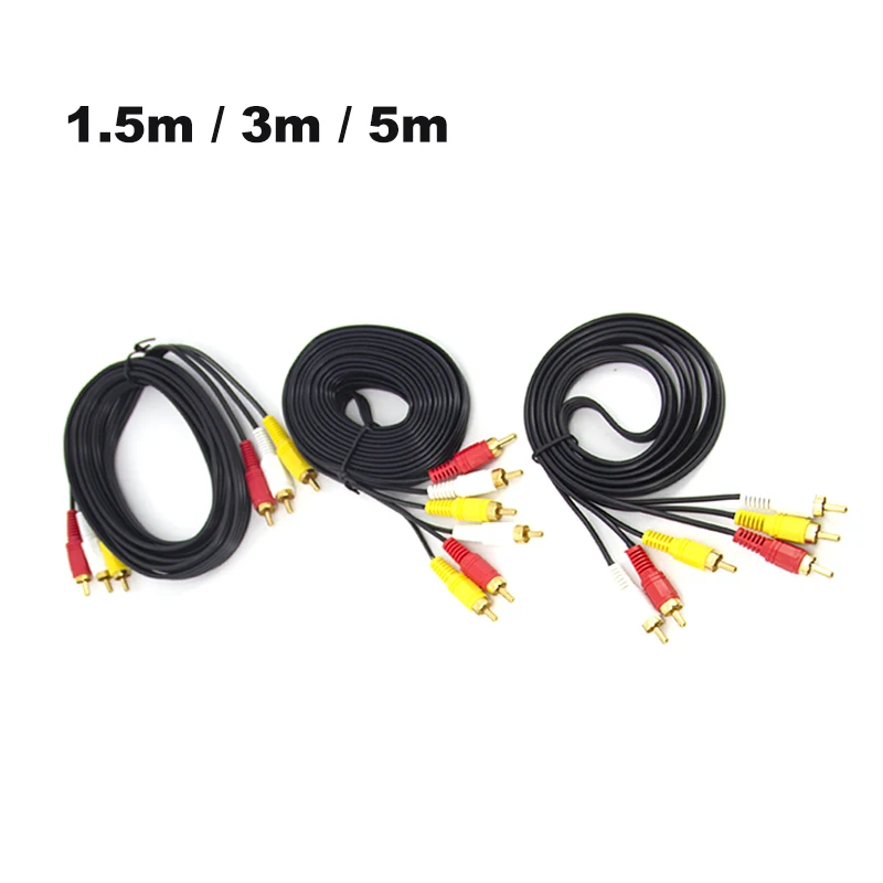 1.5/3/5m 3 RCA to 3RCA Male to Male 4N OFC Audio Video AV Cable RCA Audio Cable for Home DVD TV Amplifier CD Soundbox RCA Wire