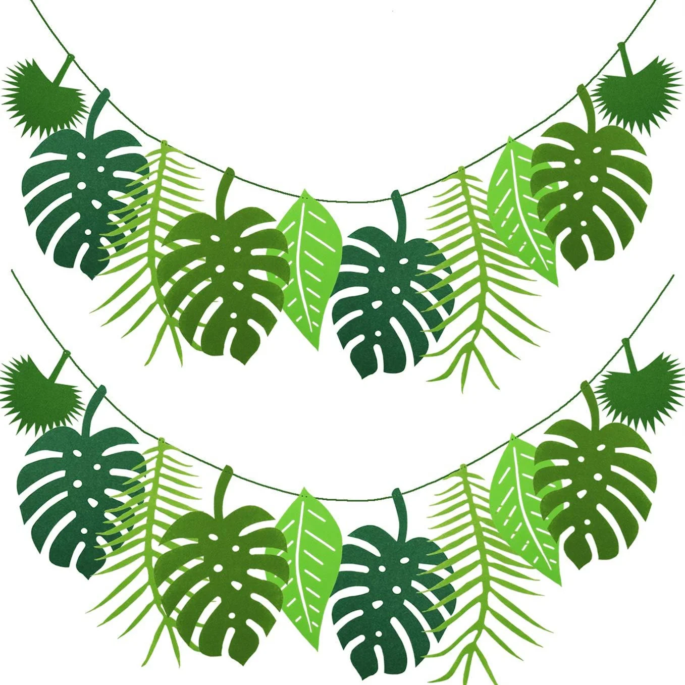 Image of 2 stücke tropische Blatt Banner Hawaii Luau Party Blätter Girlande Sommer Strand Thema Hochzeit Geburtstags feier Dekor