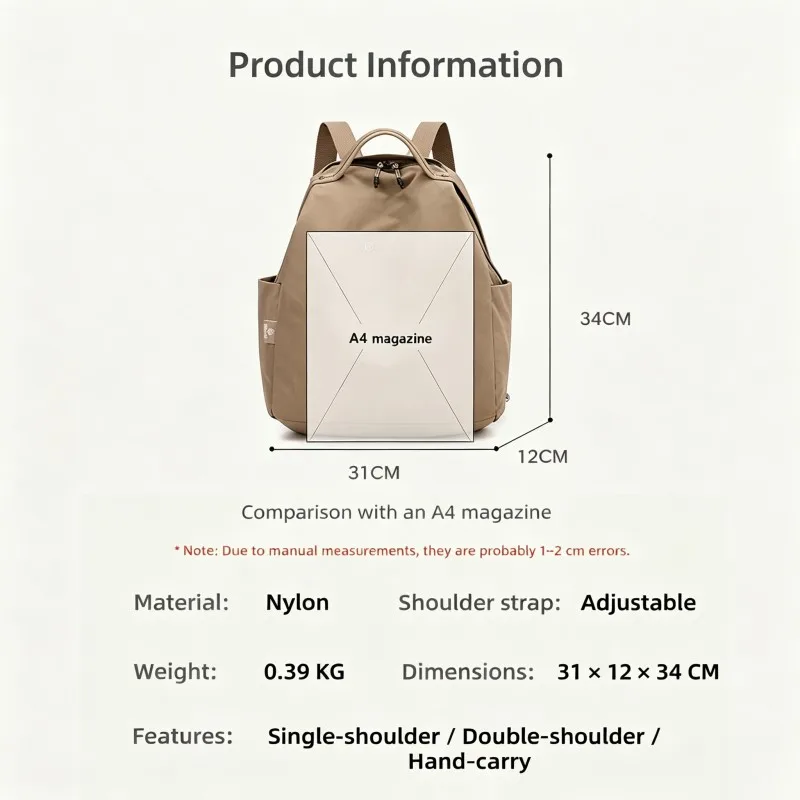 Multifunctional Women’s Backpack Lightweight Large-Capacity Casual Travel Waterproof Handbag Outdoor And School Shoulder Bag