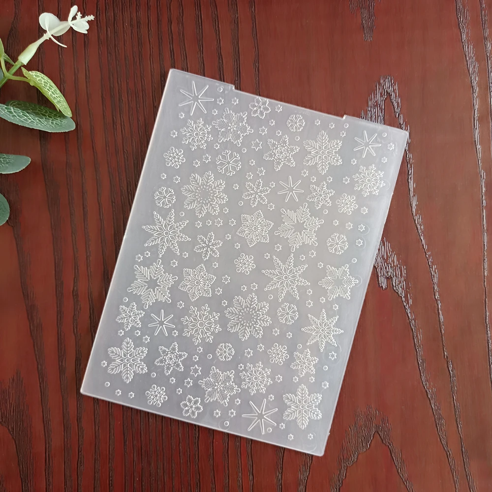 AZSG Merry Christmas Snowflakes Embossing Folders for Scrapbook DIY Paper Cutting Dies Scrapbooking Plastic Embossing Folder