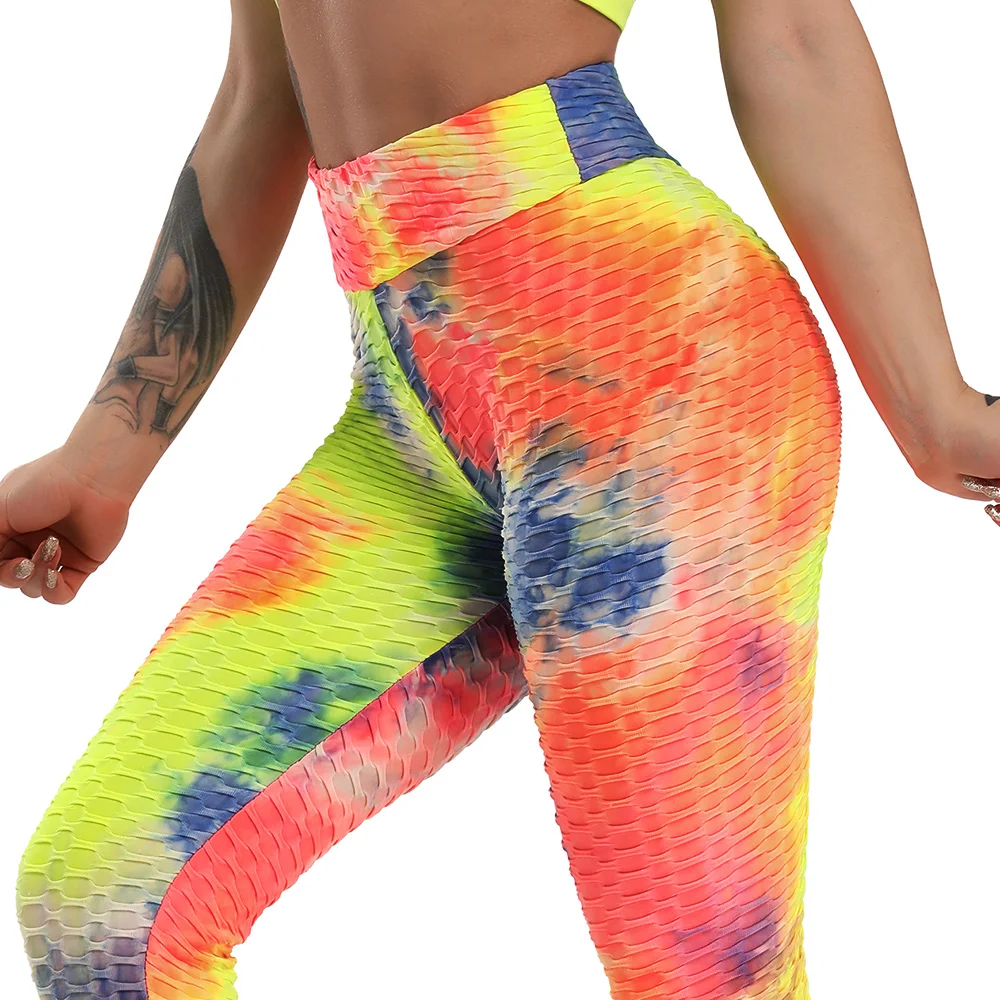 ผู้หญิงSlimming Anti-CelluliteการบีบอัดLeggings Legging Tie DyeออกกําลังกายเอวสูงฟิตเนสLeggingความยืดหยุ่นสูง