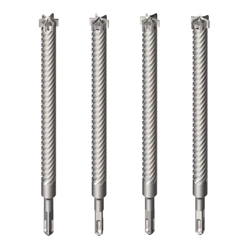 Impact drill bit Square shank four pits Reinforced concrete through wall planting reinforcement Expansion punching drill bit