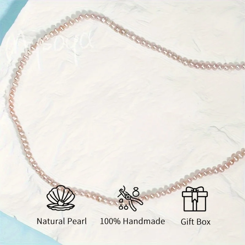 

Ожерелье Mysoya из розового пресноводного жемчуга в форме рисового зерна - минималистичный стиль, мелкий жемчуг 5-6 мм. В подарочной коробке для дней рождения и свадеб