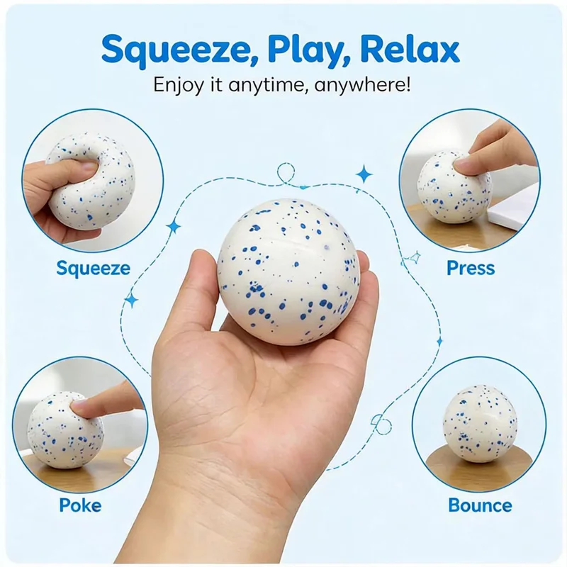 Needoh Snow Dotted TPR Flour Filled Stress Ball Fast Rebound ASMR Anxiety Relief Fidget Vent Ball For Adults High Stress Workers view 3