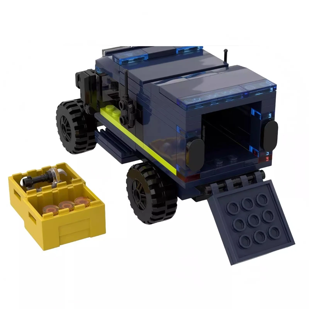 MOC Polizei-Mehrzweck-SUV-Fahrzeug Stadt-Offroad-Jeep Bausteine Kinder-Montage-Spielzeug Modell Jungen-Geburtstagsgeschenk Dekoration – Detail 6