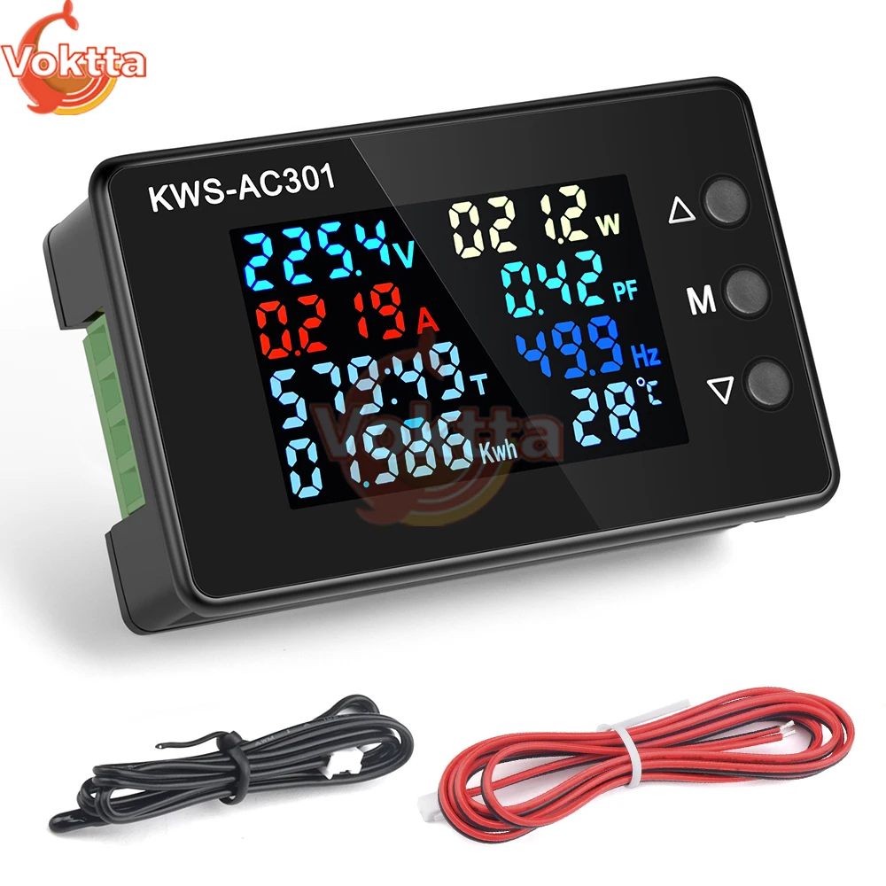 AC 50-300V 0-100A Amperometro Voltmetro 50A/100A Trasformatore Tensione Corrente Tester Energia Elettrica Misuratore di Potenza Monitor di Temperatura