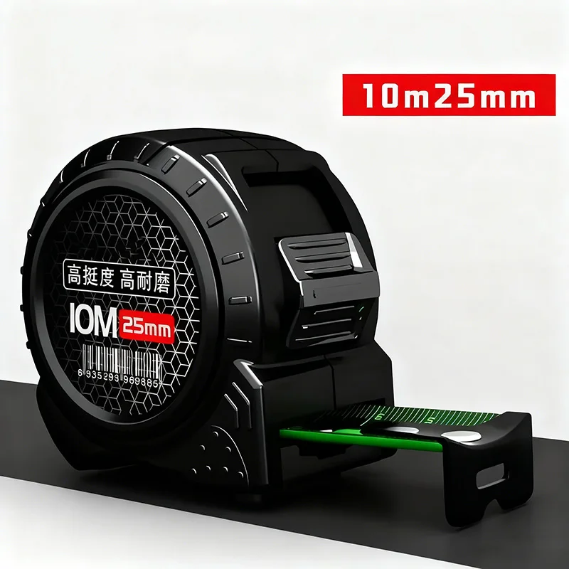 شريط قياس فلورسنت ذاتي القفل احترافي 3/5/7.5/10 متر، شفرة متينة واسعة مع مقياس متري، قياس عالي الدقة #6