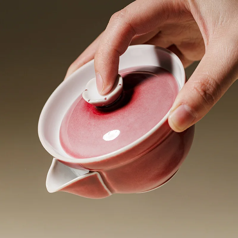 Inno Kaisoku Bean Kiln Treasure Bottle High-End Chinese Red Handheld Bowl Household Ceramic Kung Fu Tea Set Single Teapot