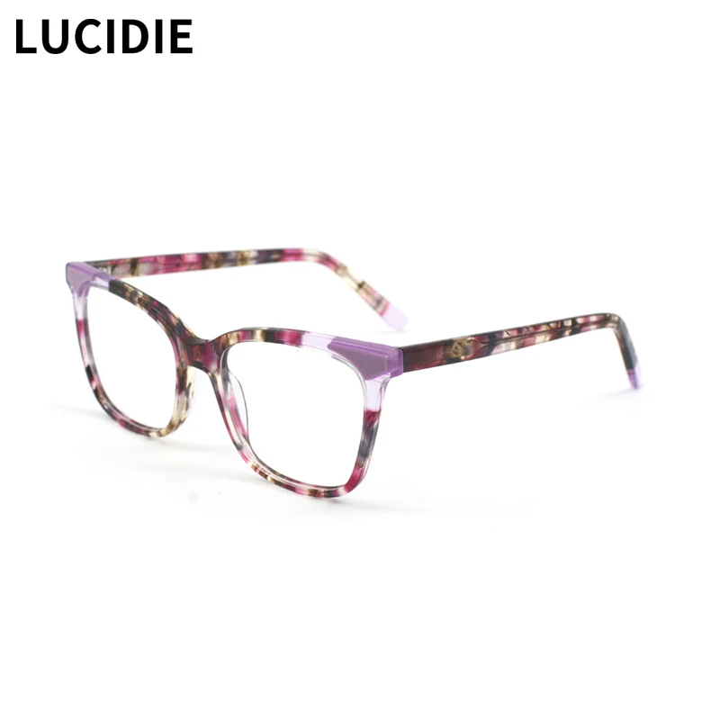 LUCIDIE Cateye Modern Eyeglasses Acetate Frame Women's Optical Glasses Men Driving Goggles Clear High-Quality Spectacles HG8705