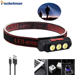 Powerful 3*COB LED Headlamp 18650 Rechargeable Headlight Outdoor Waterproof Head Lamp High Lumen Head Flashlight