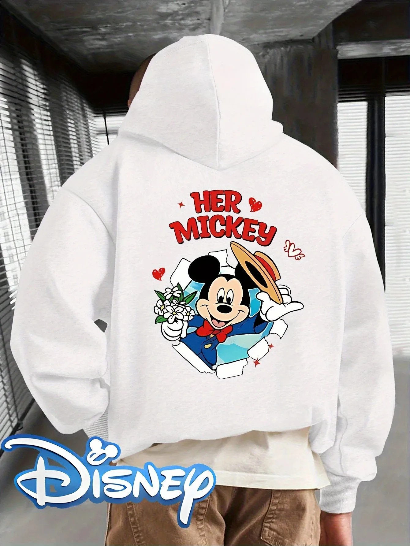 

2026 Disney Mickey Mouse: Модный флисовый свитшот унисекс в уличном стиле, свободного кроя, оверсайз, для весны и осени