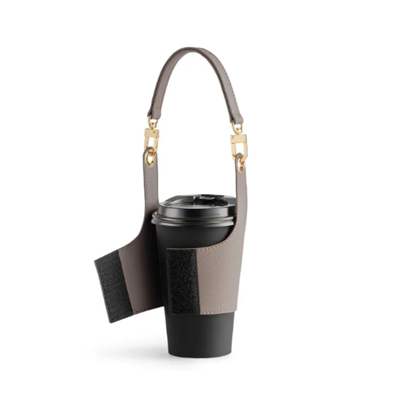 

Portable Coffee Hot Drink Bottle Covers PU Leather Adjustable The Magic Stick Cup Cover for Outdoors Travel Hiking Cup Holder