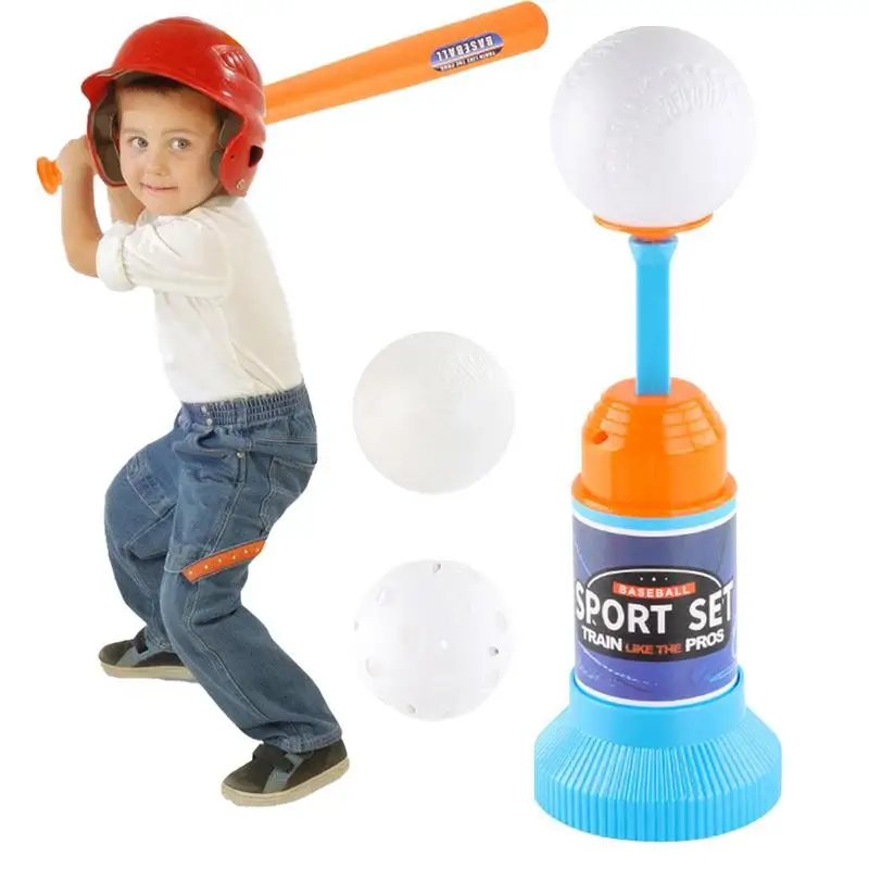 T Ball Set Toys For Kids Sport Toy Game With 3 Balls Teesball Batting Tees Pitching Machine T-Ball Set For Toddlers Nice Gift