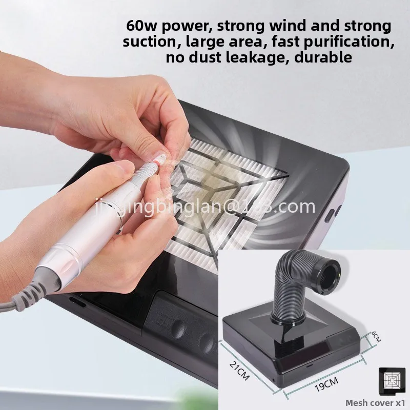 Manufacturer-supplied nail dust machine, large suction desktop vacuum cleaner with LED lights, special tools for nail salons