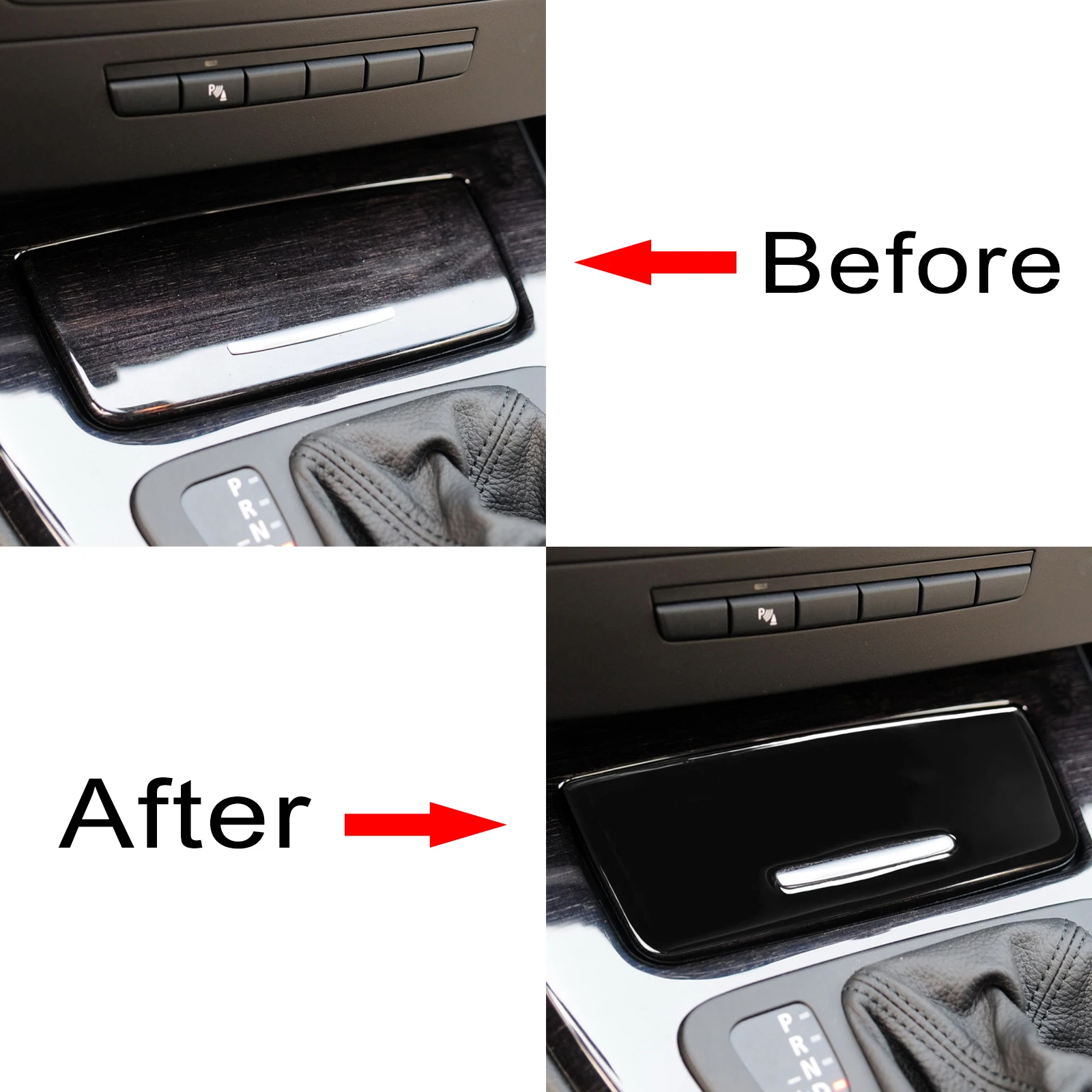 For BMW 3 Series 2005-2012 E90 E92 E93 Piano Black Central Ashtray Plastic Cover Car Interior Accessoriers Decoration Sticker
