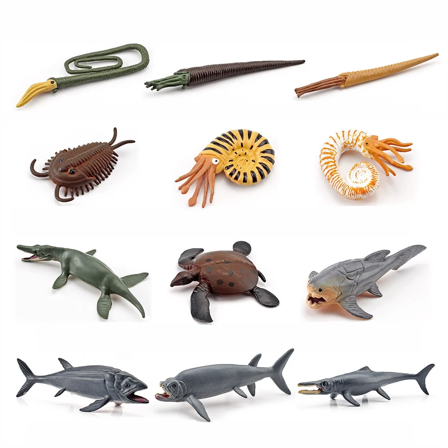 12 PCS Realistic Mini Ancient Marine Animal Model Figures Prehistoric Cambrian Sea Creature Figurines Educational Science set