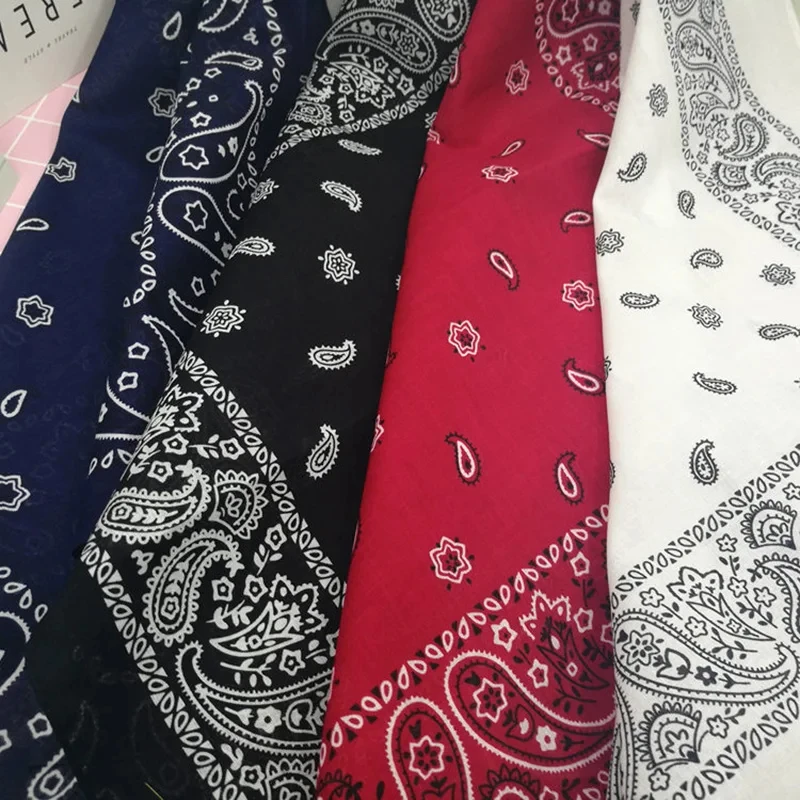 Fashion Hip Hop 100% Cotton Bandana Square Scarf Cashew Black Red Paisley Headband Print Hijab For Women/Men/Boys/Girls 55x55cm