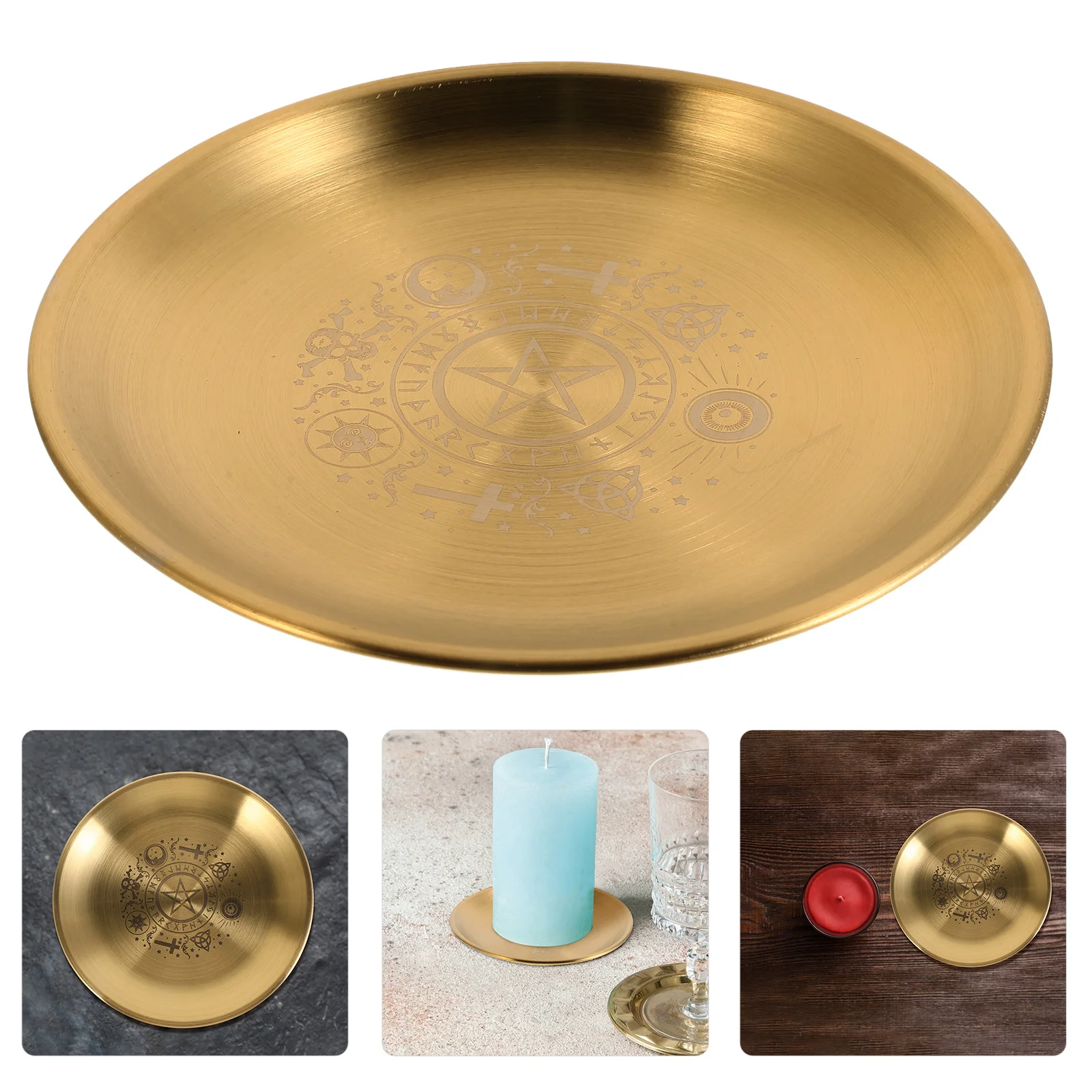 

Pentagram Candlestick Holder Stainless Steel Stand Decorative Table Ornament for Wedding Ritual Candlestick
