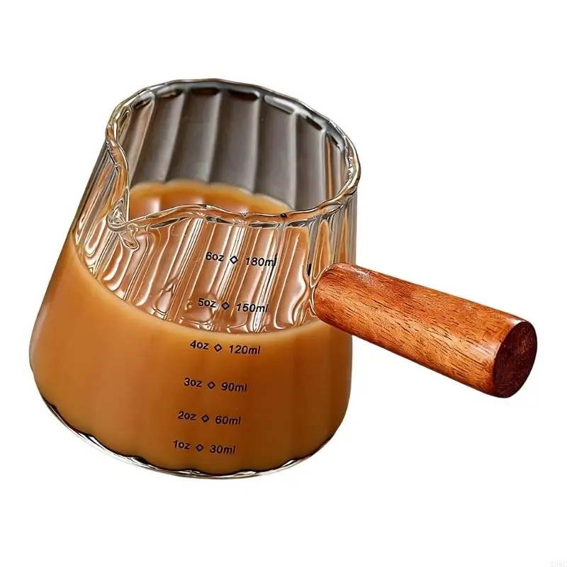 Professional Glass Cup Handle 180ML Double Scale For Cafes And Home Use Q5WC