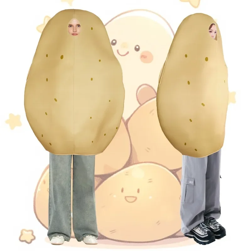

Potato Cosplay Costume for Adults Funny Spud Cos Outfits School Stage Performance Halloween Party Themed Events and Comedy Show