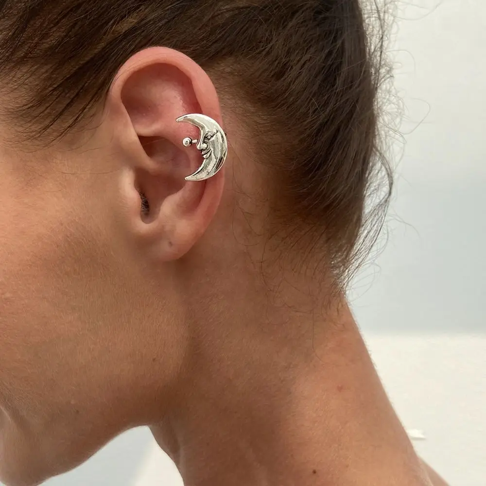 Punk Flower C Shape Ear Cuff Golded Metal C-shaped Ear Clip Minimalism Irregular Shape No Piercing Earrings Wear