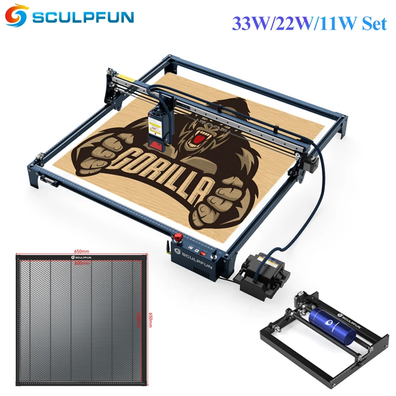 

SCULPFUN S30 Ultra Laser Engraving Machine 600x600mm Work Area 11W 22W 33W Laser Cutter Engraver Set With Automatic Air Assist