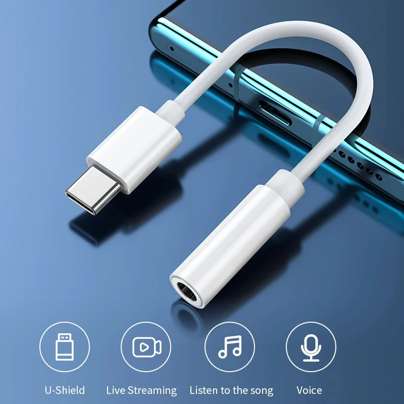 Original Type C To 3.5mm Aux Adapter For Xiaomi Mi 12 11 Type-C 3.5mm Jack Headphones Audio Cable POCO X5 Pro Redmi Note 9 10 11