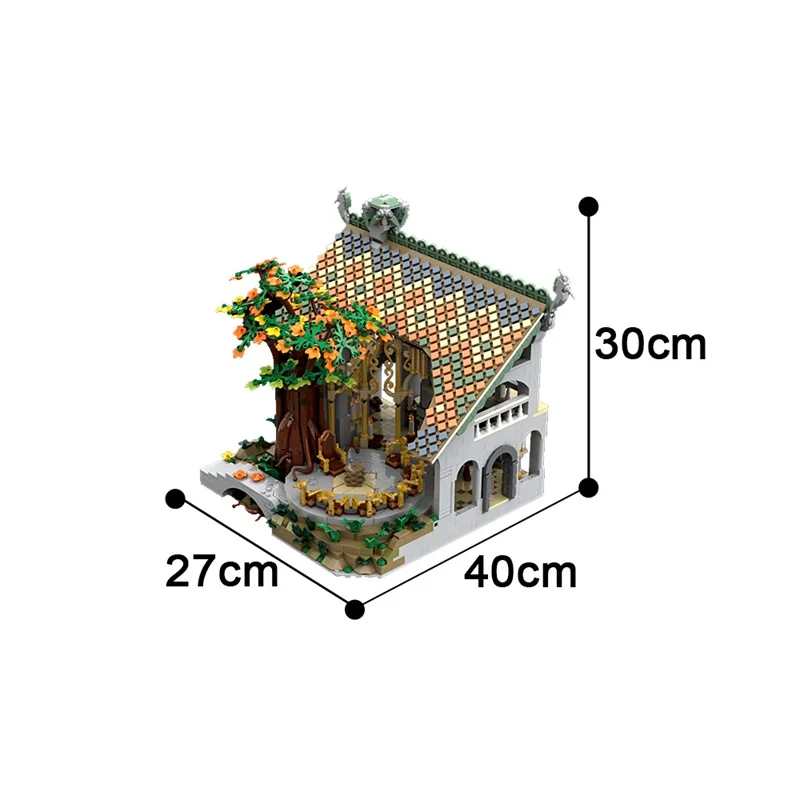 MOC 영화 반지 엘론 협의회의 건축 모델 빌딩 블록, 안뜰 로프트 조립 벽돌 장난감, 창의적인 어린이 선물