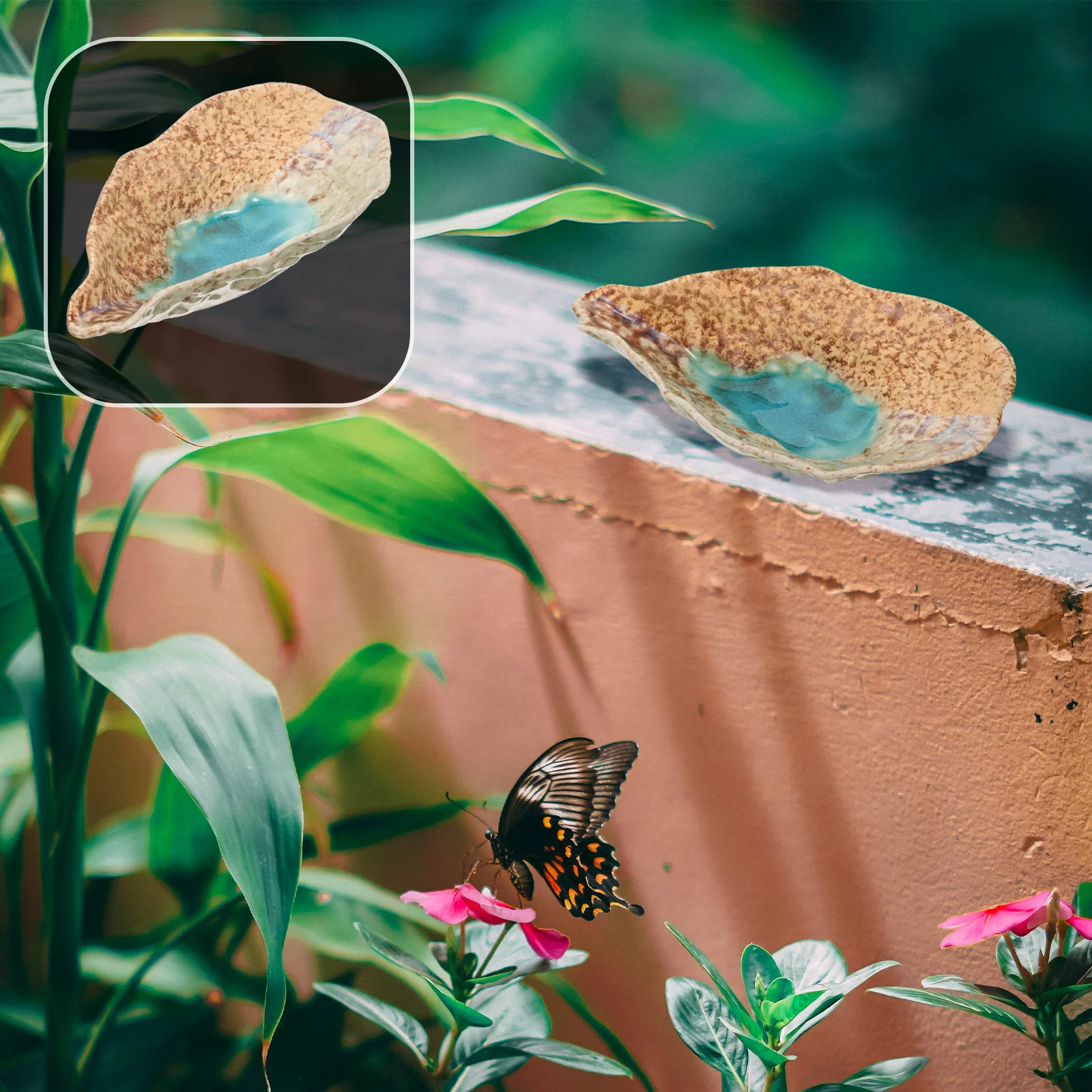 سعة كبيرة السيراميك فراشة المغذية أنيقة في الهواء الطلق طبق المياه النحل صينية تغذية ديكور الحديقة فراشة المغذية