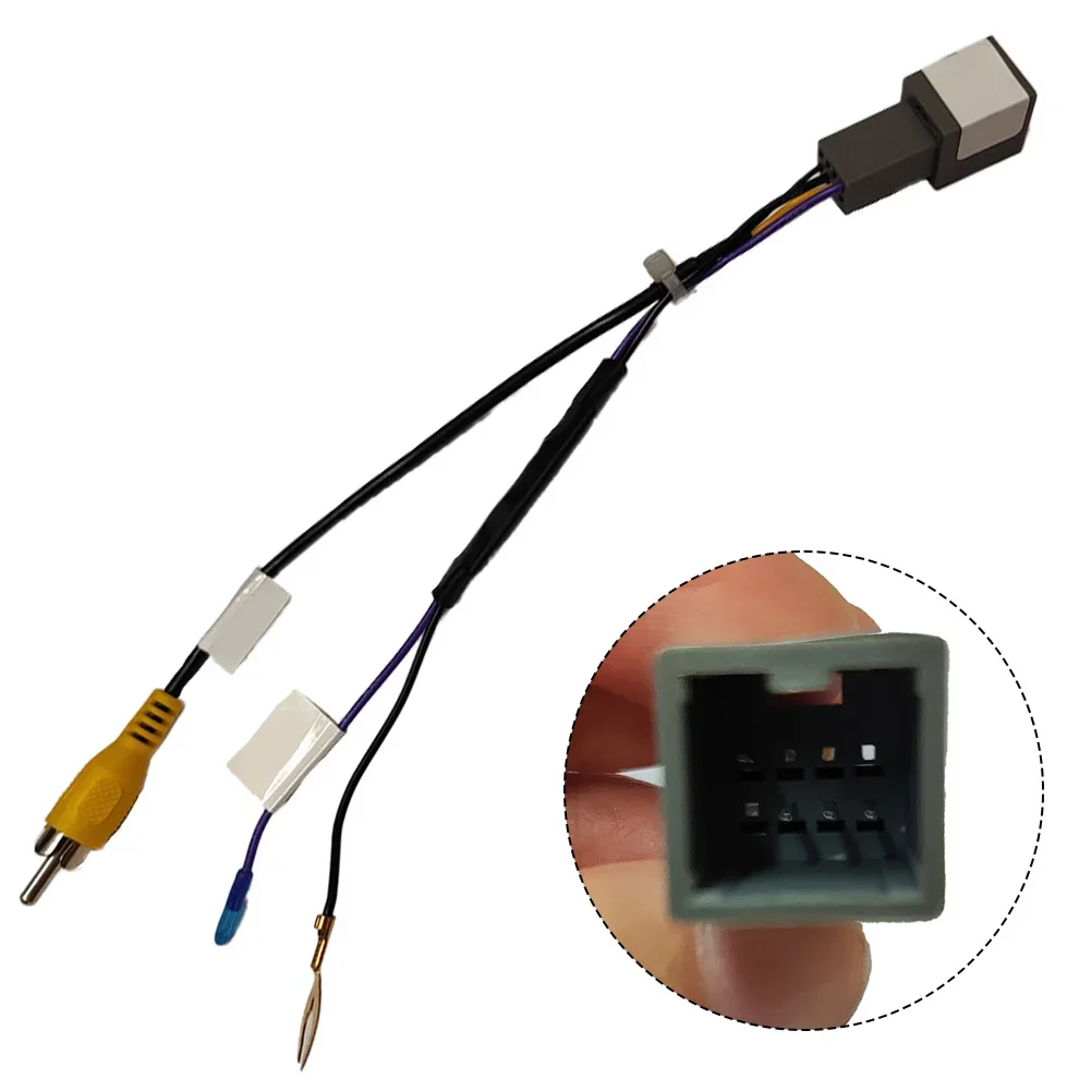 8Pin Socket Reverse Camera Cable Wear-Resistant Design 12Voltage 8Pin Socket Configuration ABS Auto Parts Black