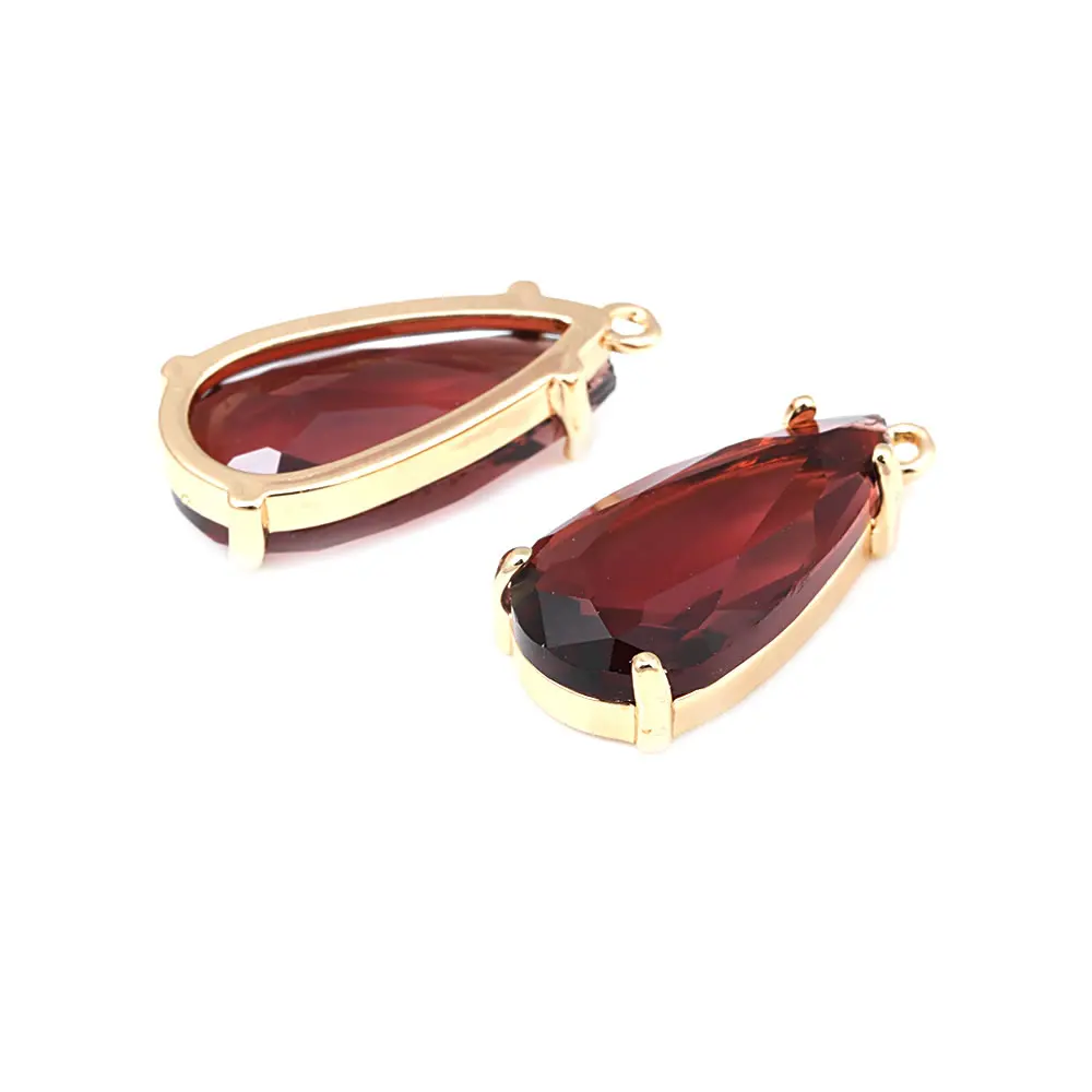 6PCS 23.5x11MM 18K Gold Color Brass and Glass Long Drop Shape Charms Pendants Diy Jewelry Making Necklace Earrings Accessories image 4