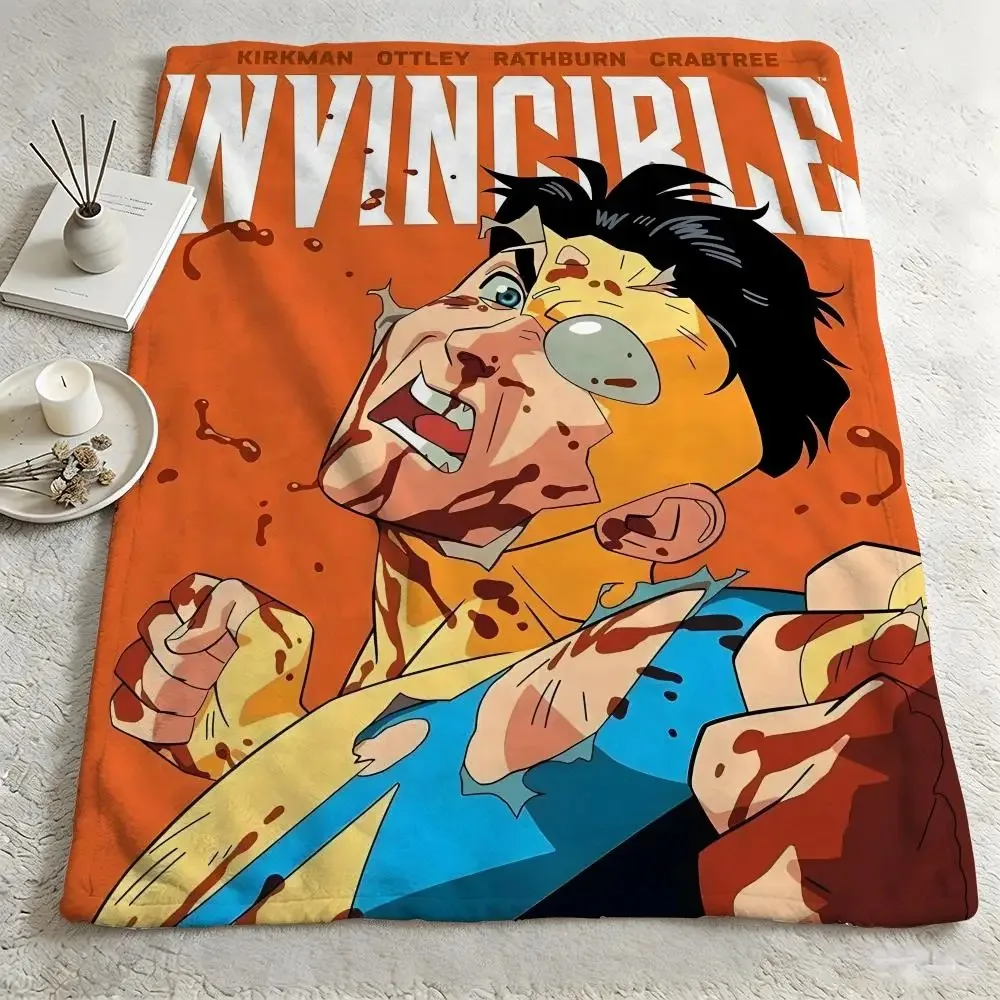 animation I-Invincible-e Throw Warm Soft Flannel Blanket, Multi-use for Sofa Bed Camping Travel Nap
