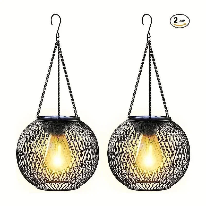 Lámpara LED Solar cálida para exteriores, luz decorativa colgante de alto brillo para jardín, patio, lámpara de árbol de Metal impermeable