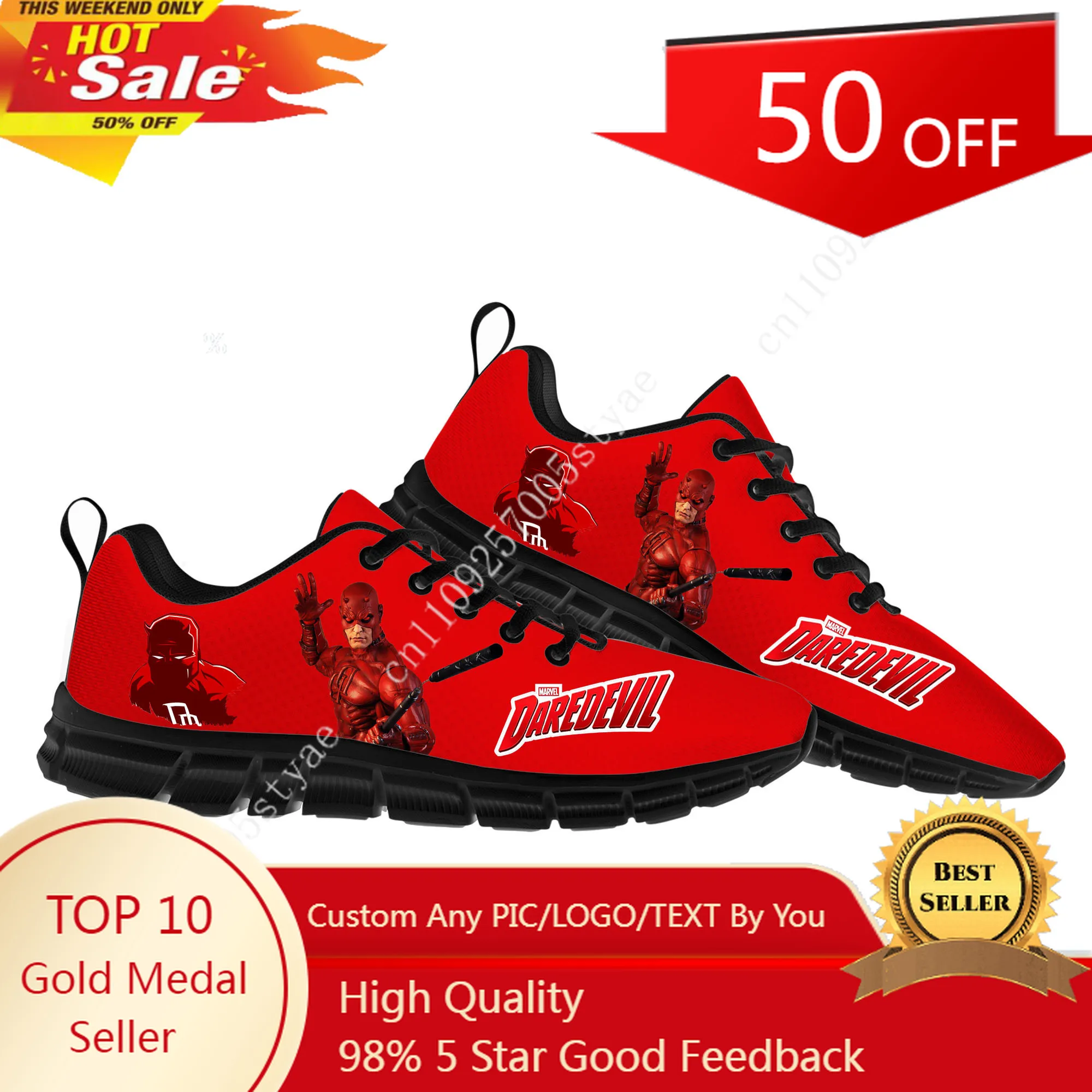 ​Marvel Daredevil Sports Shoes DD Logo Print Mens Womens Casual Running Lightweight Shoes