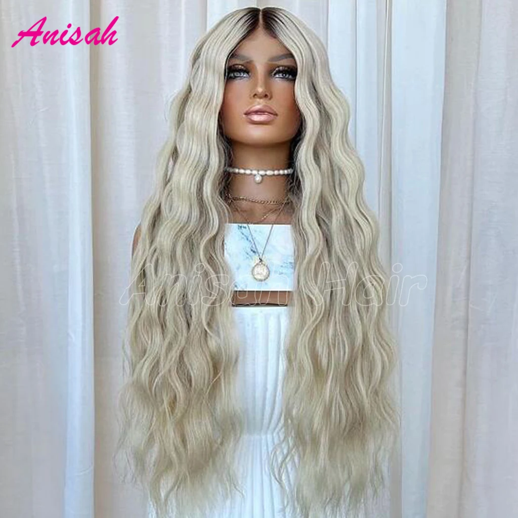 Ombre Blonde 13X4 Transparent Lace Front Human Hair Wig Dark Root Glueless Body Wave Blonde 5X5 Lace Closure Wig Pre Plucked