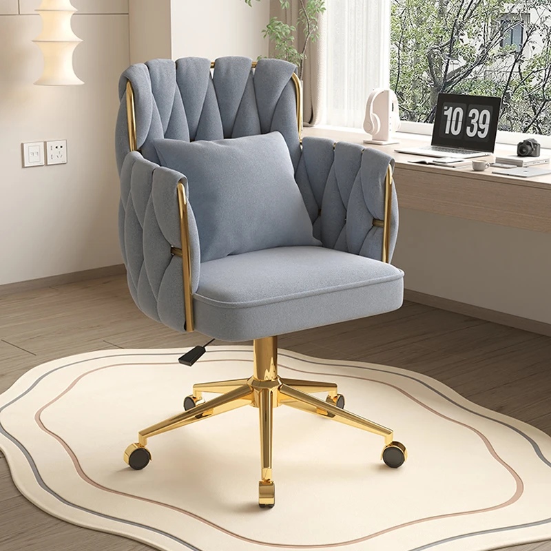 Light Luxury Velvet Desk Chair Comfortable Chairs For Nail Salon Modern Backrest Dressing Table Armchair Furniture Living Room