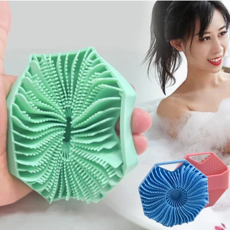

1pc Soft Silicone Exfoliating Brush Cleanser Manual Body Cleansing Scrubber Shower Gentle Massage Bath Brush For Men Woman