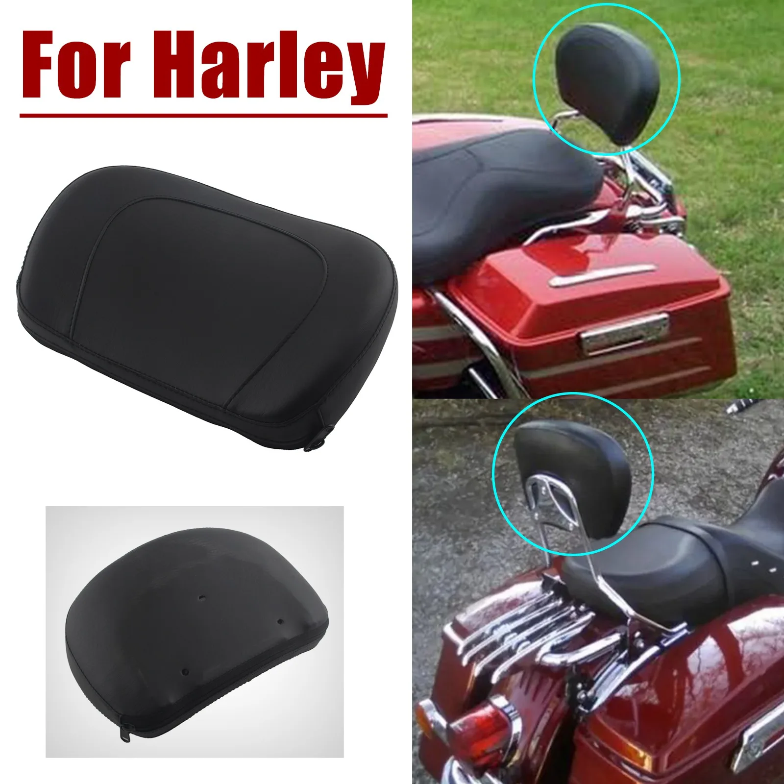 For Harley Davidson Touring Model 1997-2024 PU Leather Sissy Bar Backrest Pad view 2