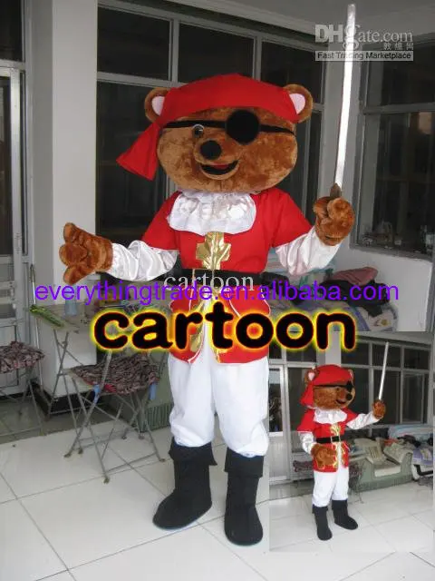 Nuova schiuma di vendita calda per adulti simpatico orso pirata Costume della mascotte del fumetto peluche vestito operato di natale Costume della mascotte di Halloween