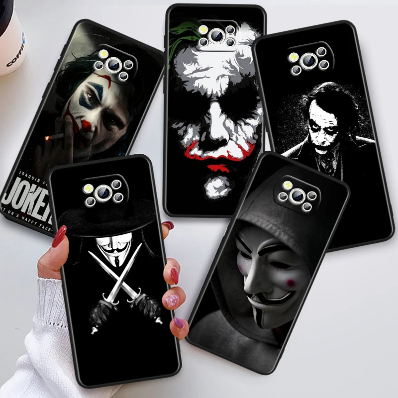 Black Phone Case For Xiaomi POCO F5 M5S M5 M4 M3 X5 X4 X3 X2 F4 F3 F2 C3 GT NFC Pro Karta Dark Knight Sir Shell