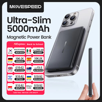 MOVESPEED 5000mAh Magnetic Power Bank Slim Wireless Powerbank Portable External Battery for Magsafe for iPhone 16 15 Samsung S24