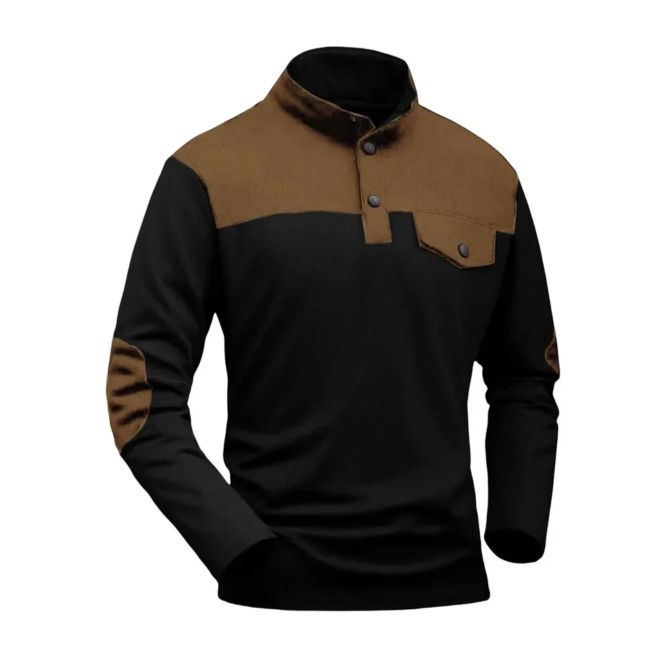 Sweatshirts For Men Men'S Long Sleeve Color Matching Button Neckline Waffleleisure Long Men Sweat Suits Two Piece Ropa Hombre