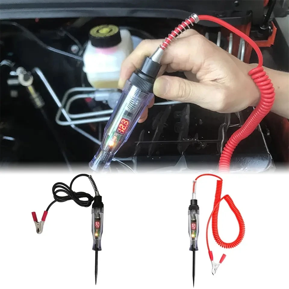 6V 12V 24V DC Car Truck Voltage Circuit Tester Digital Display Long Probe Pen Light Bulb Automobile Diagnostic Tools Auto Repair