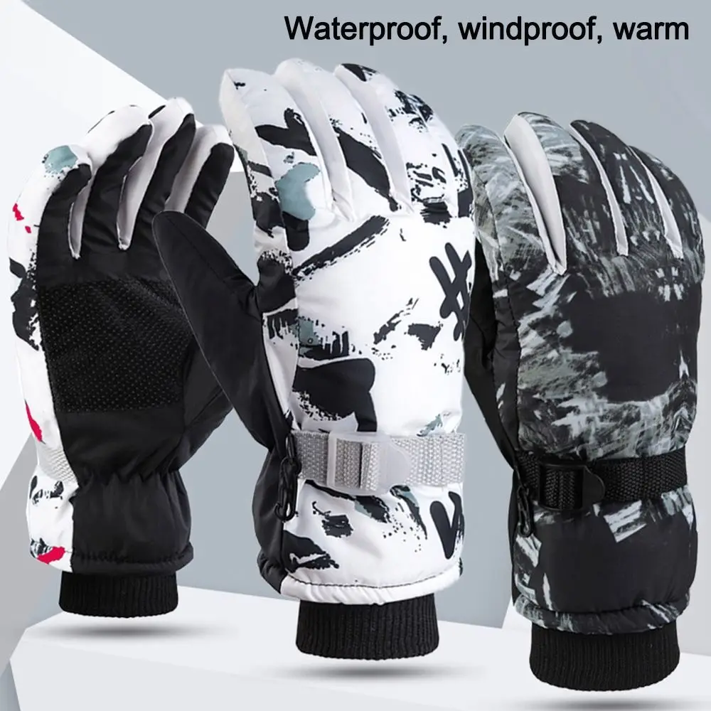 New Fashion Thicken Warm Windproof Waterproof Winter Must Snow Snowboard Long-sleeved Mitten Children Ski Gloves Outdoor Riding